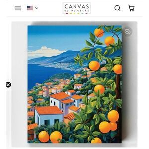 Canvas by Numbers Paint by Numbers Kit Mediterranean Village Orange Tree